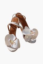 FLOWER WHITE LEATHER SANDALS
