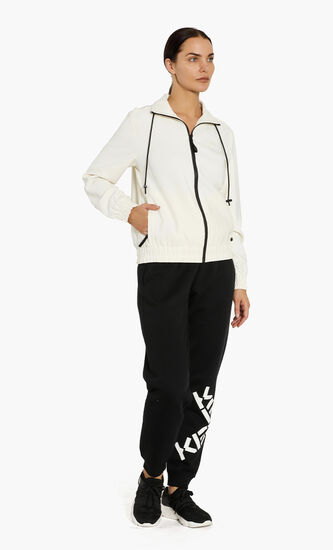 Zippered Collar Flowy Wool Blend Jacket