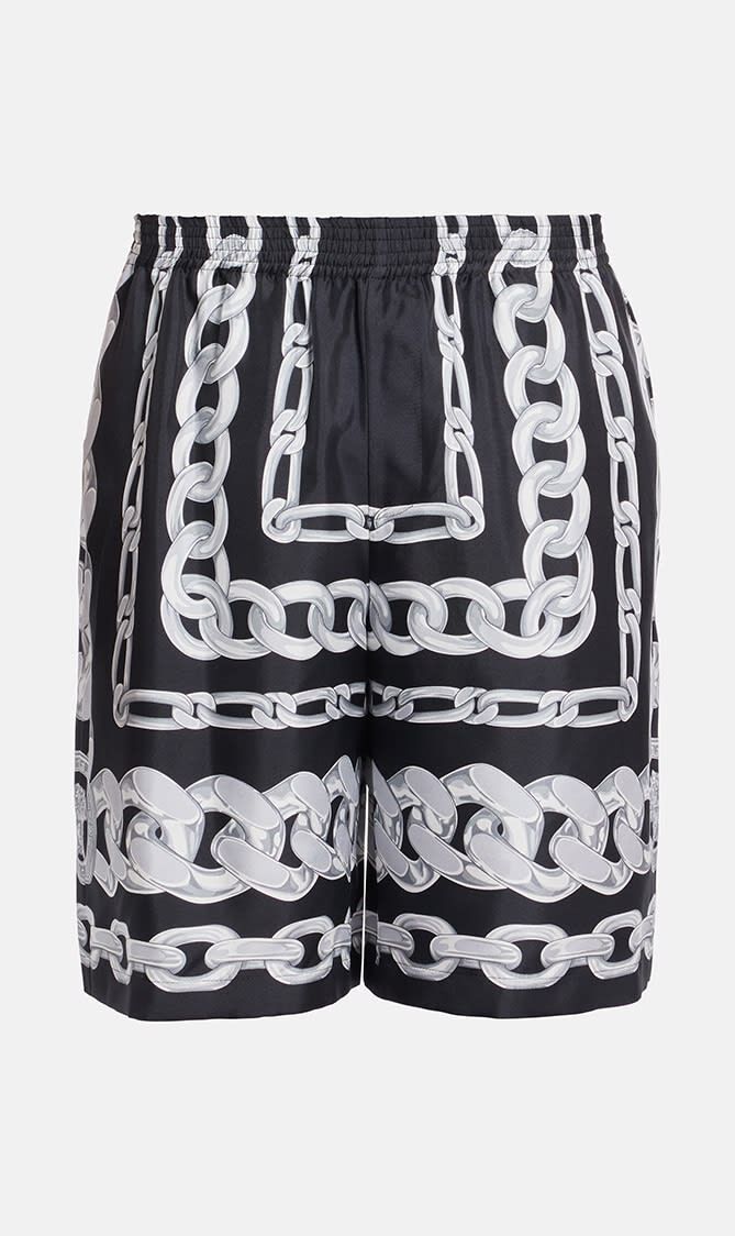 SHORTS MEDUSA CHAINS PRINT SILK TWILL