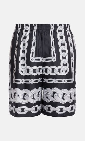 SHORTS MEDUSA CHAINS PRINT SILK TWILL