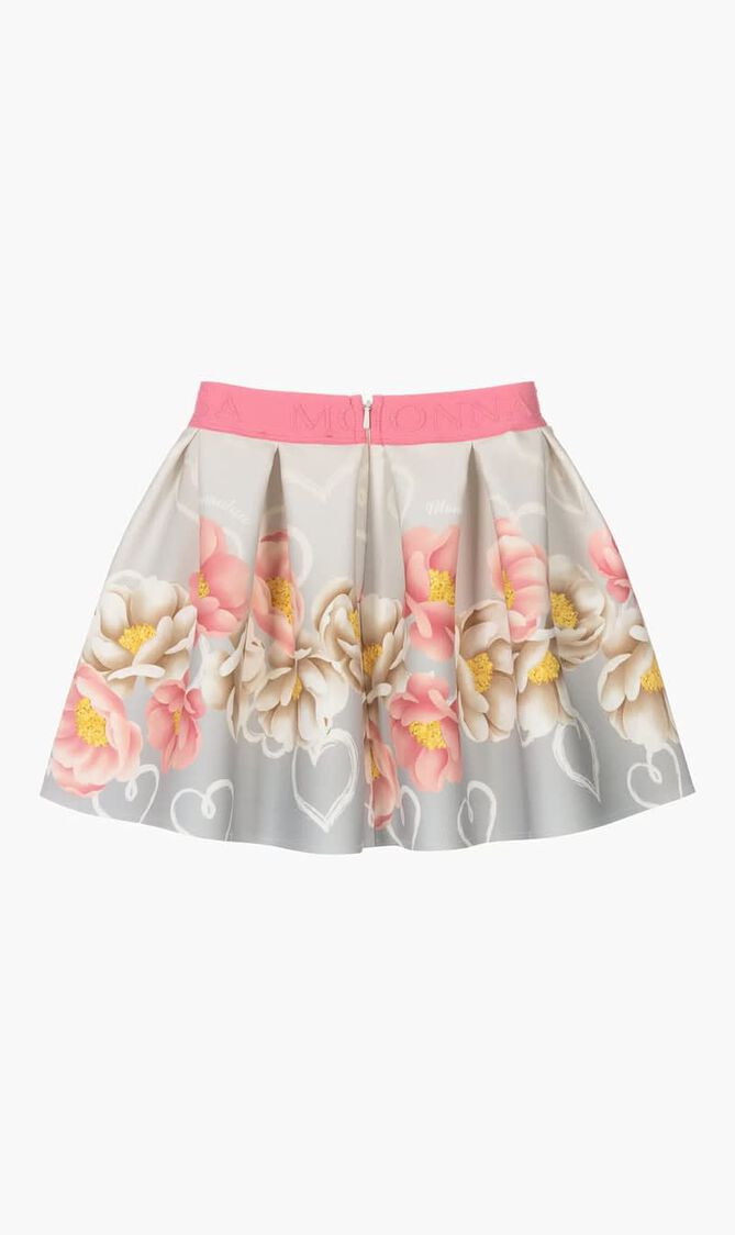 Gray Floral Neoprene Skirt