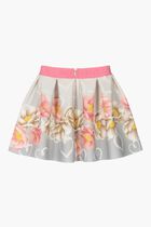 Gray Floral Neoprene Skirt