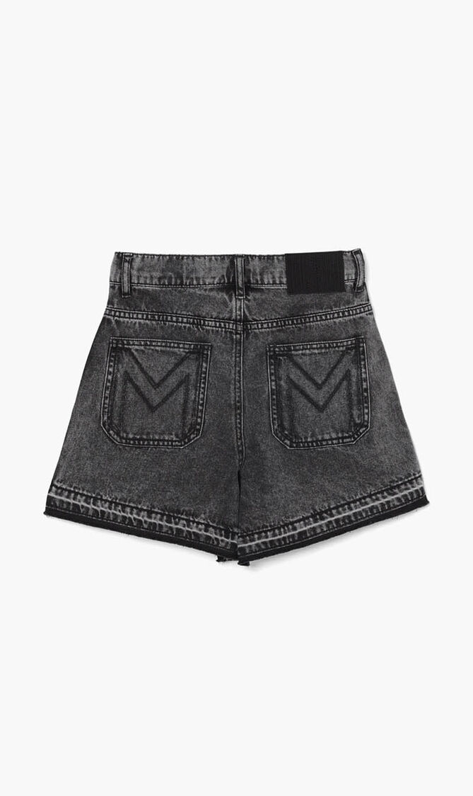 Stone Wash Denim Shorts