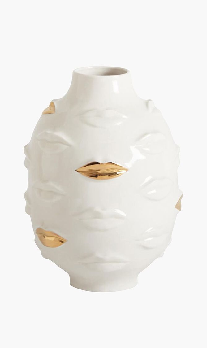 Gilded Gala Round Vase Medium White