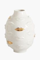Gilded Gala Round Vase Medium White