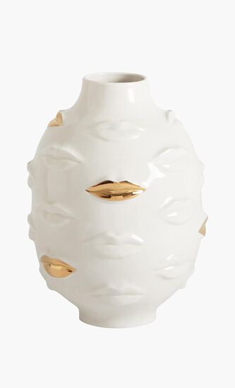 Gilded Gala Round Vase Medium White