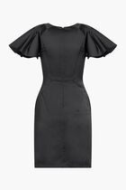 PLEATED SLEEVE WZIP DRESS
