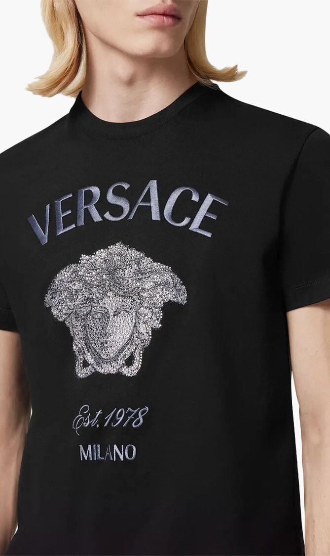T-SHIRT COMPACT COTTON JERSEY FABRIC + MAXI MEDUSA BRANDING EMBROIDERY