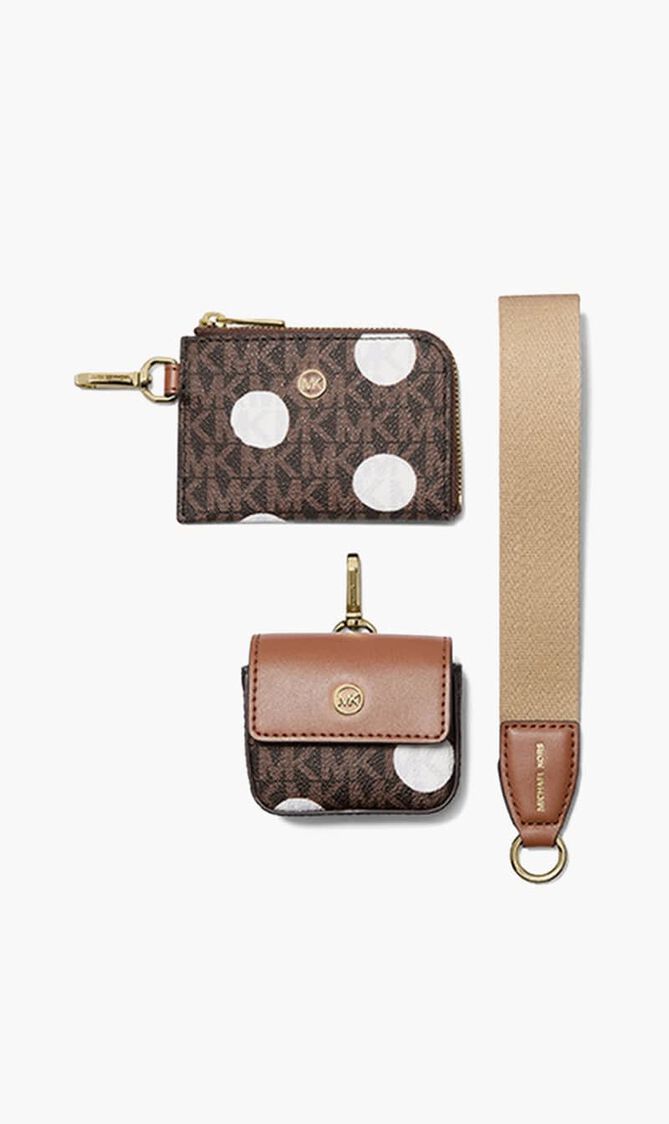 Jet Set Polka Dot Signature Logo Dual Pouch Wristlet