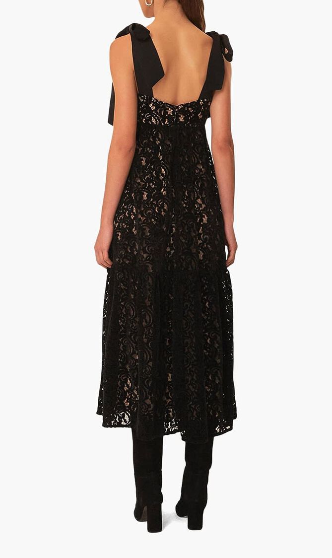 BLACK VELVET LACE SLEEVELESS MAXI DRESS