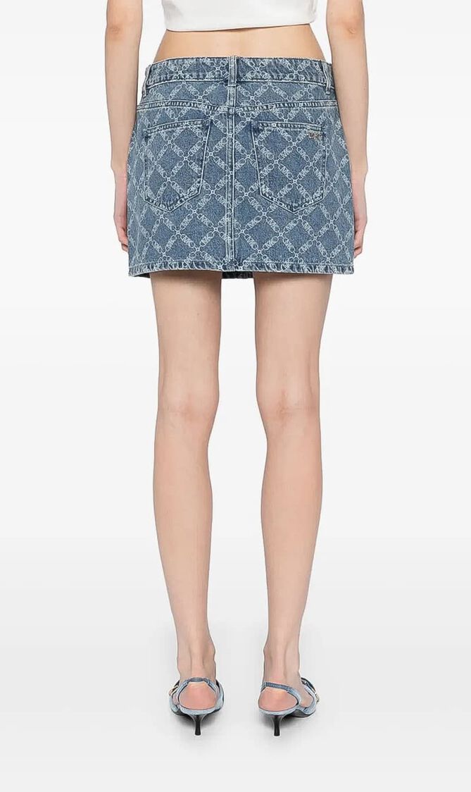 Printed Denim Skirt