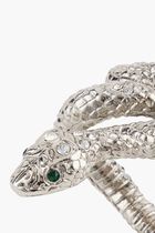 LOB SNAKE W/GREEN+WHITE CRYSTALS RINGS - SET OF 4