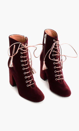 Velvet Lace-Up Boots