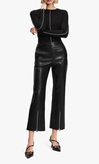 FAUX LEATHER ZIP PANTS