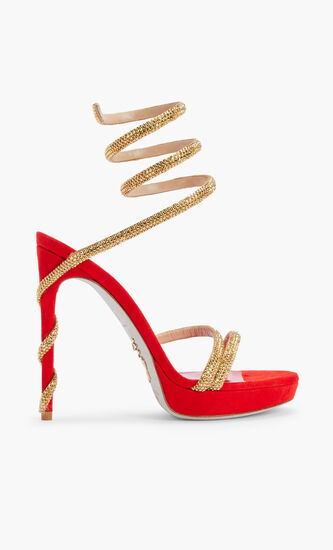 RED SUEDECMETALLIC SUNSHINE STRASS