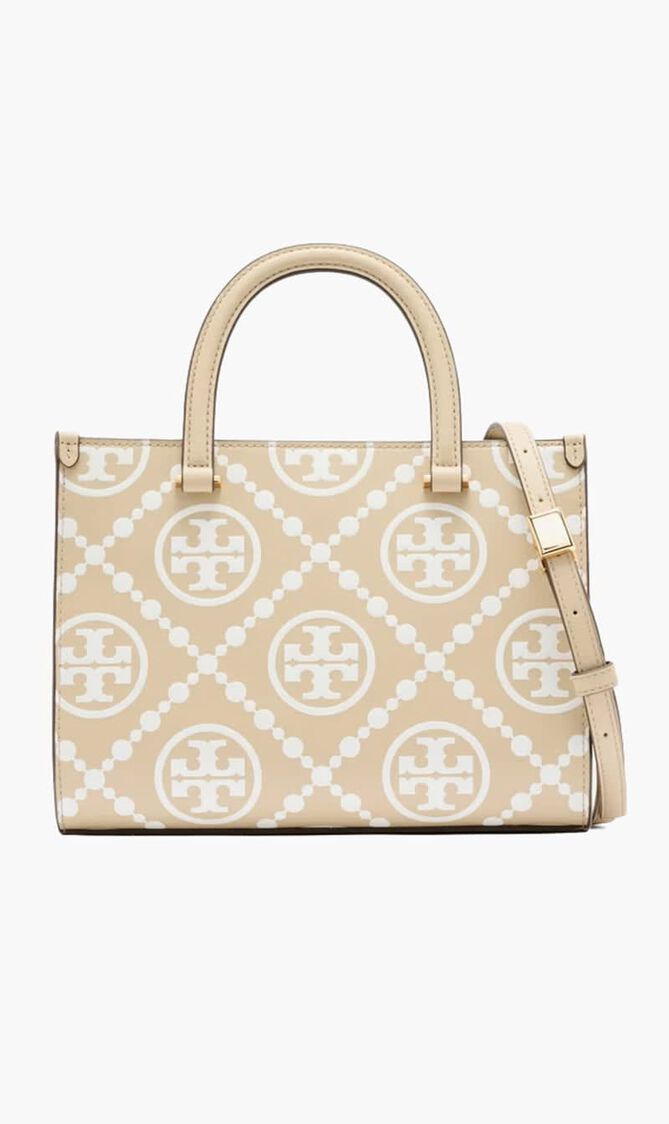T Monogram Embossed Tote Bag