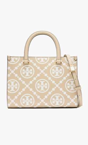 T Monogram Embossed Tote Bag