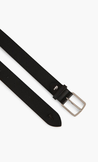 Engraved Buckle Leather Belt