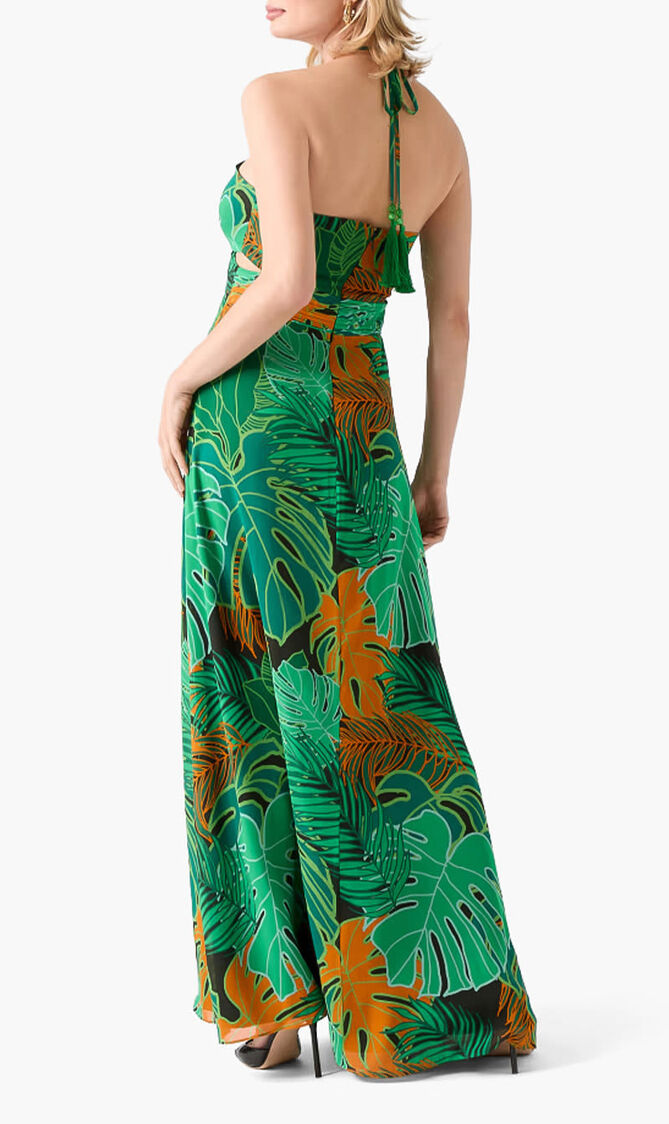 Leaf Silk Maxi Dress