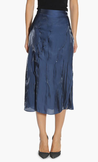 Pleated Textured Midi Skirt