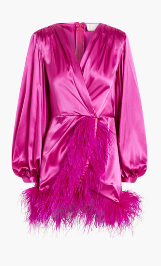 Farah Mini Fuchsia Feather Dress