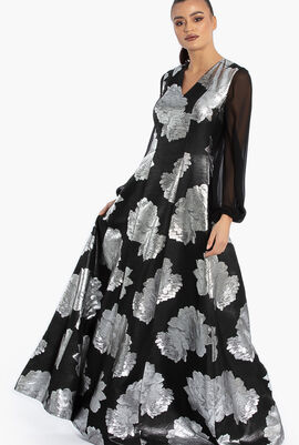 Floral Metallic Maxi Dress
