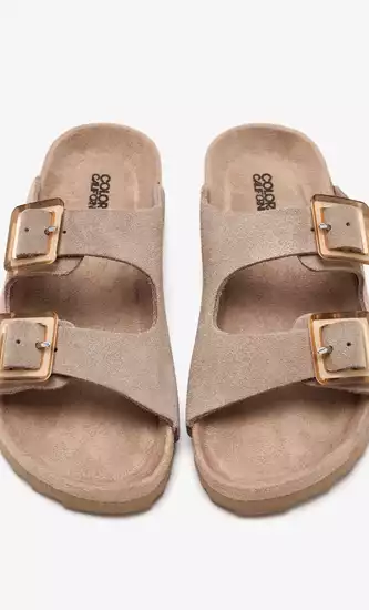 SUEDE BIO SANDAL WITH PLASTIC
