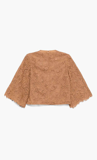 Lace Blouse with Embroidered Orchid Pattern