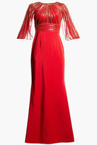 One Shoulder Sequin Striped Gown