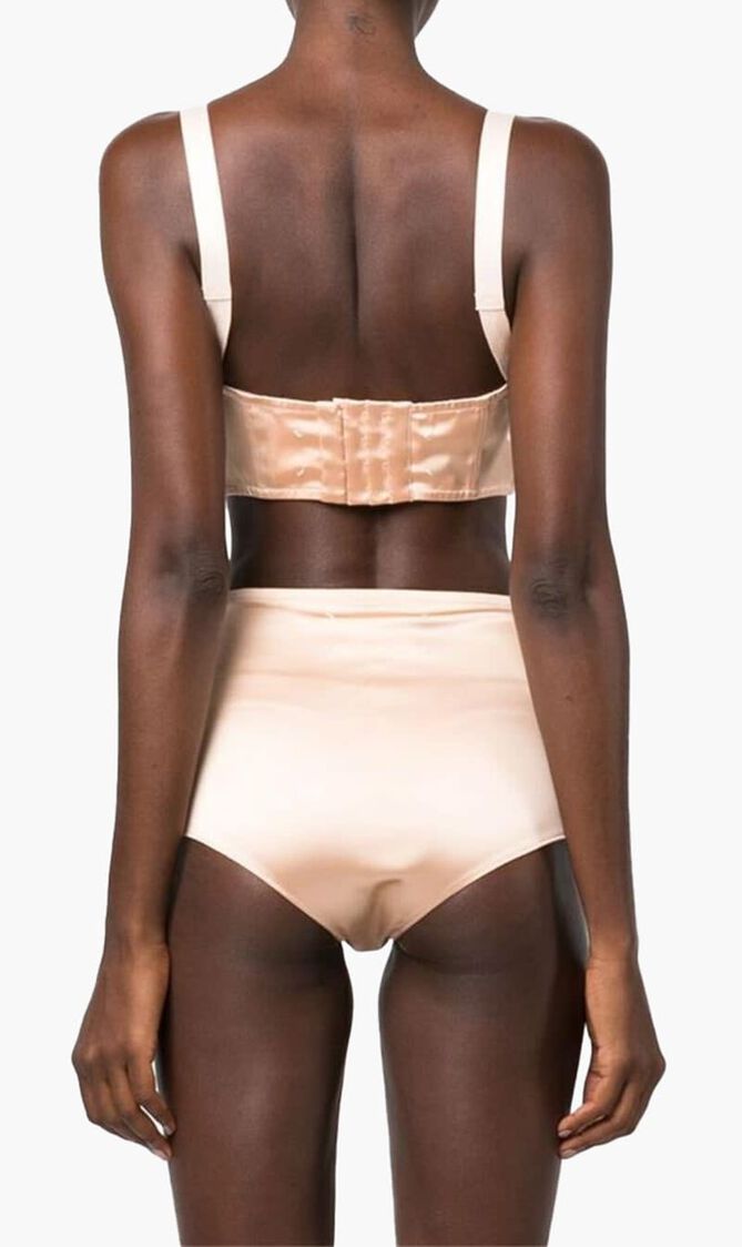 Cropped Satin Bustier Blouse