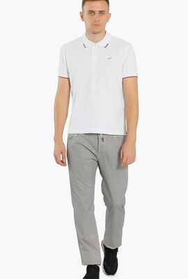 Contrast Piped Collar Polo Shirt