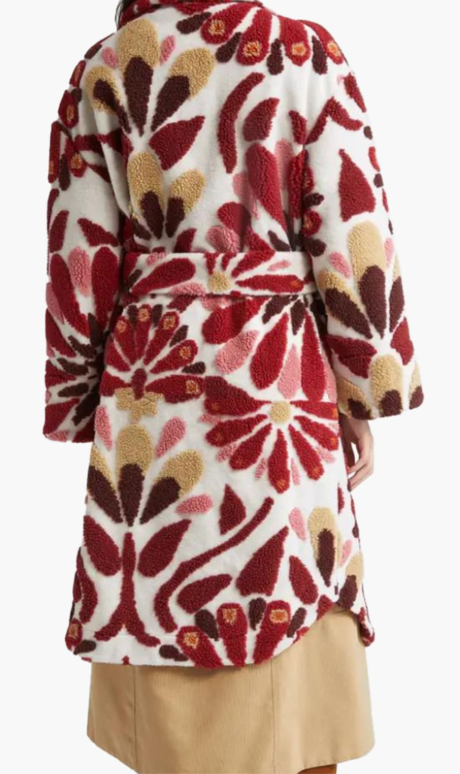 Ainika Flowers Belted Fleece Coat