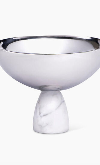 Coluna Carrara Marble And Silver Nut Bowl