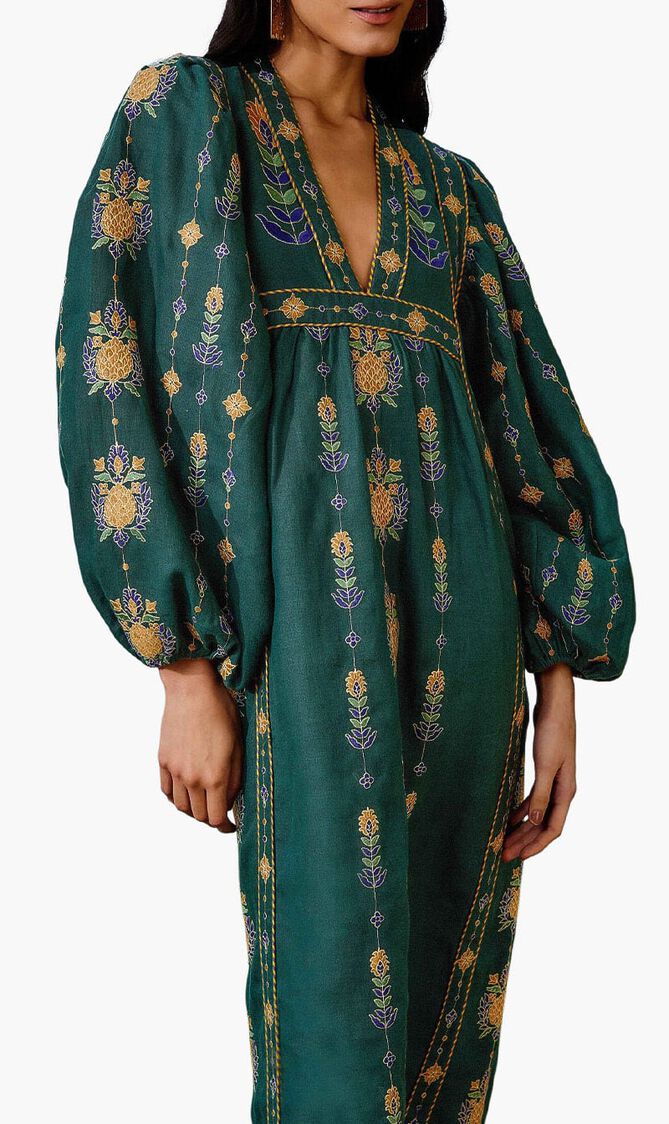 Embroidered Tunic Maxi Dress