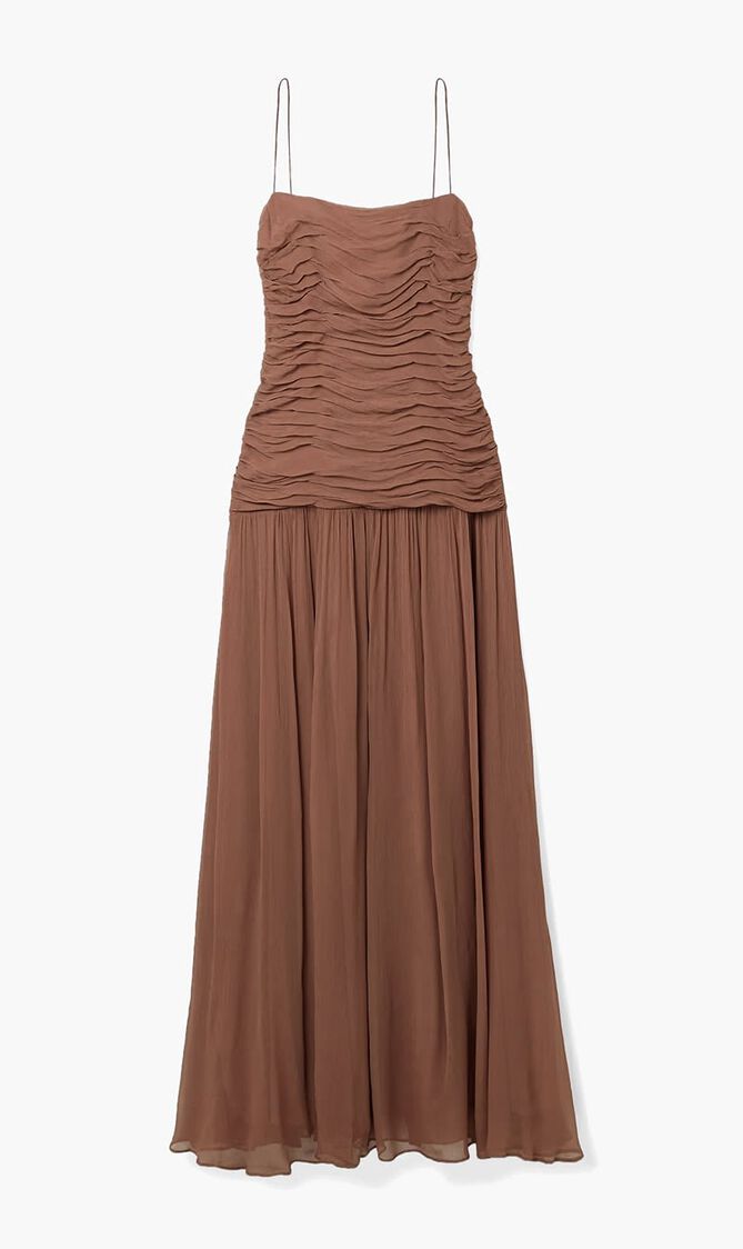 Dalton Ruched Gathered Crepe Maxi Dress