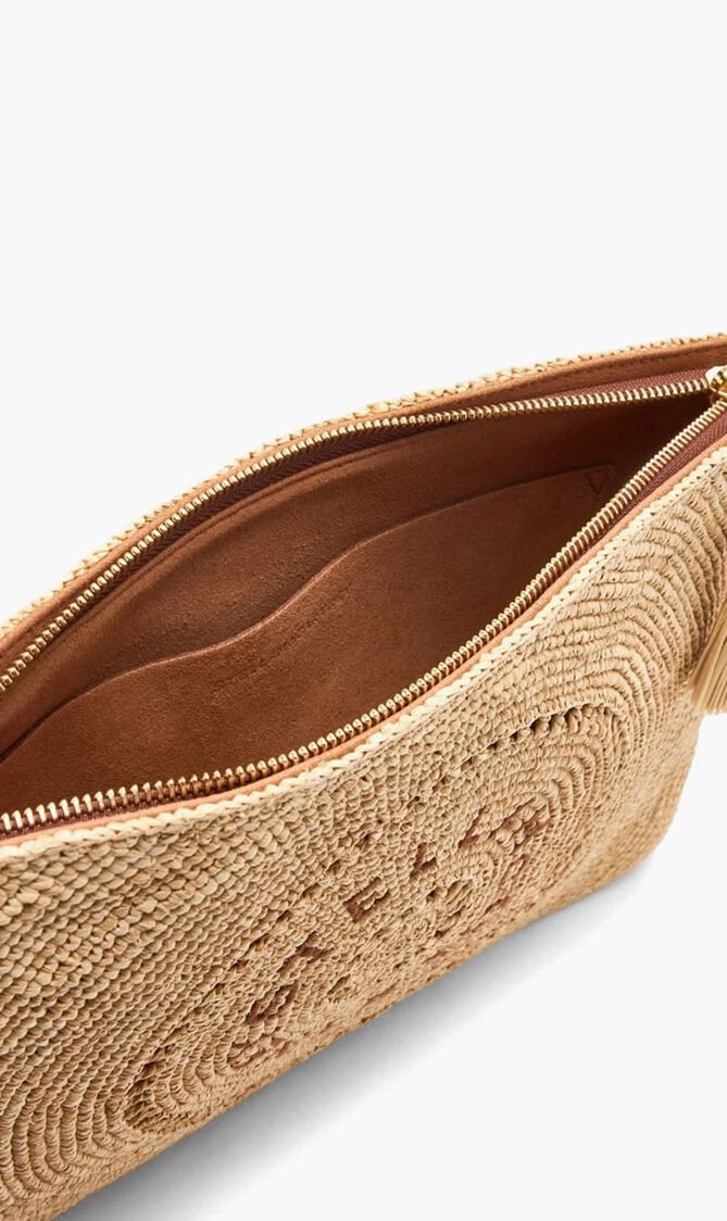 LOGO POUCH ECO CROCHET RAFFIA