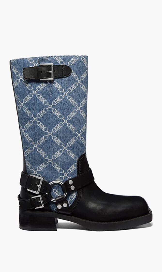 Crosby Empire Diamond Jacquard Denim Moto Boots