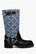 Crosby Empire Diamond Jacquard Denim Moto Boots