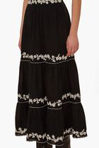 Embroidered Ruffled Maxi Skirt
