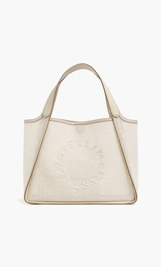 Embroidered mesh tote bag