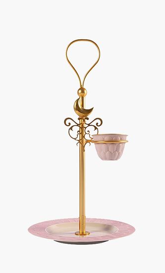 Peacock Extravaganza Gold & Lilac Tier Cookie Stand & Coffee Cup Holder