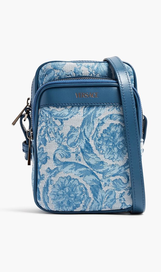 CROSSBODY FABRIC JACQUARD CALF LEATHER