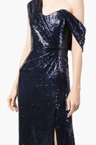 Asymmetrical Wrap Sequin Gown