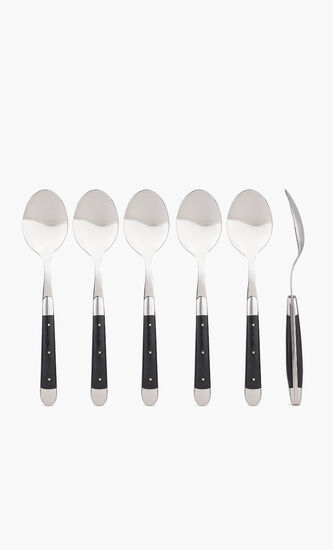 Set of 6 - Black Handle Soup Spoons