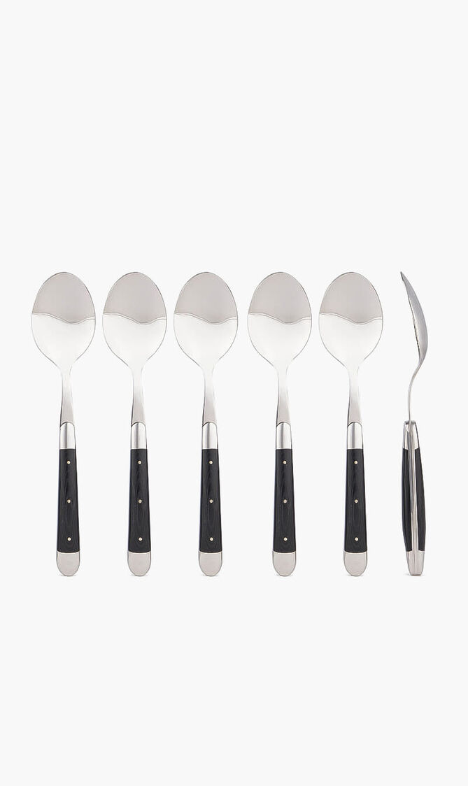 Set of 6 - Black Handle Soup Spoons