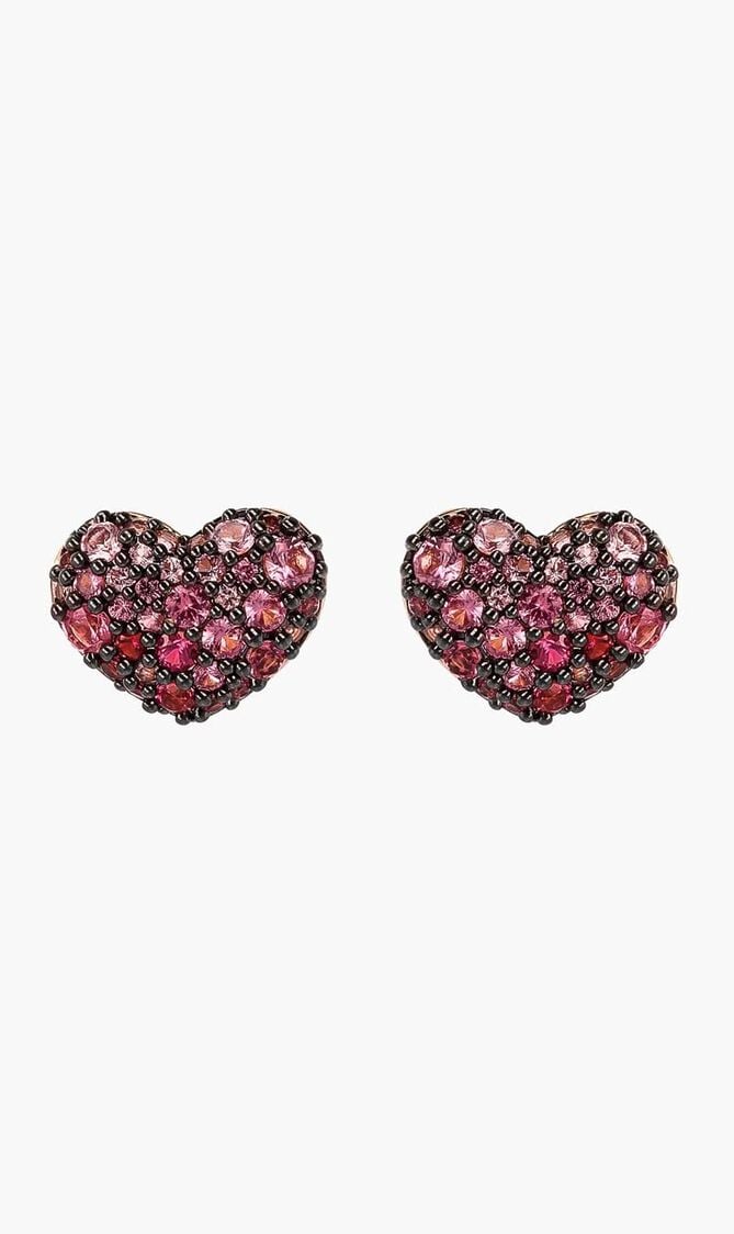 HEART BUTTON EARRING WITH CZ GEMSTONE WITH JBACK