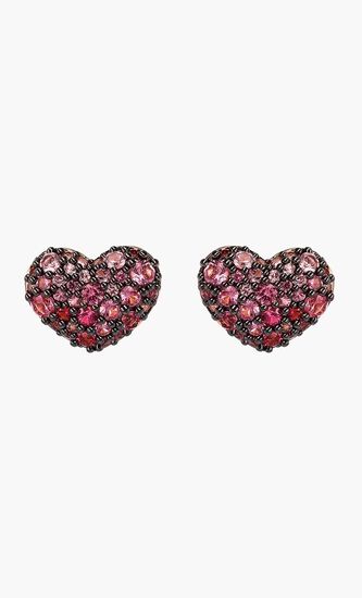 HEART BUTTON EARRING WITH CZ GEMSTONE WITH JBACK