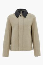 Pea Coat with Leather Collar Jacket
