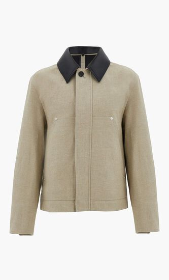 Pea Coat with Leather Collar Jacket