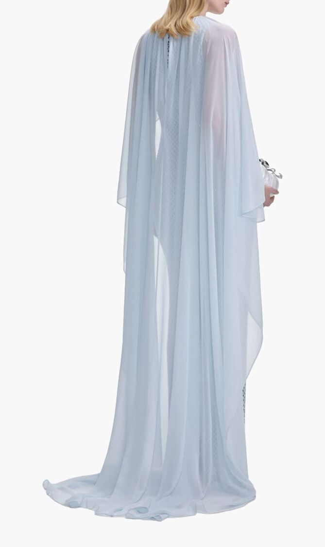 Rhinestone Cape Maxi Dress